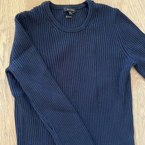 Massimo Dutti Navy Ribbed Sweater